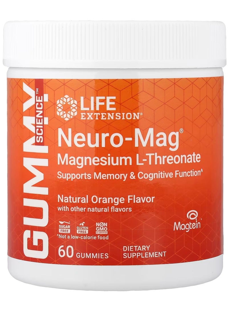 Life Extension, Neuro-Mag®, Magnesium L-Threonate, Natural Orange, 60 Gummies