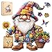 Qiuenisray Wooden Puzzles Spring Gnomes 200 Pieces Sunflower Flower Jigsaw Puzzles FSC Certified Beautiful Puzzle Unique Shape Adult Puzzles Piece Creative Gift for Adults Family Game 111x114 in - Image 2
