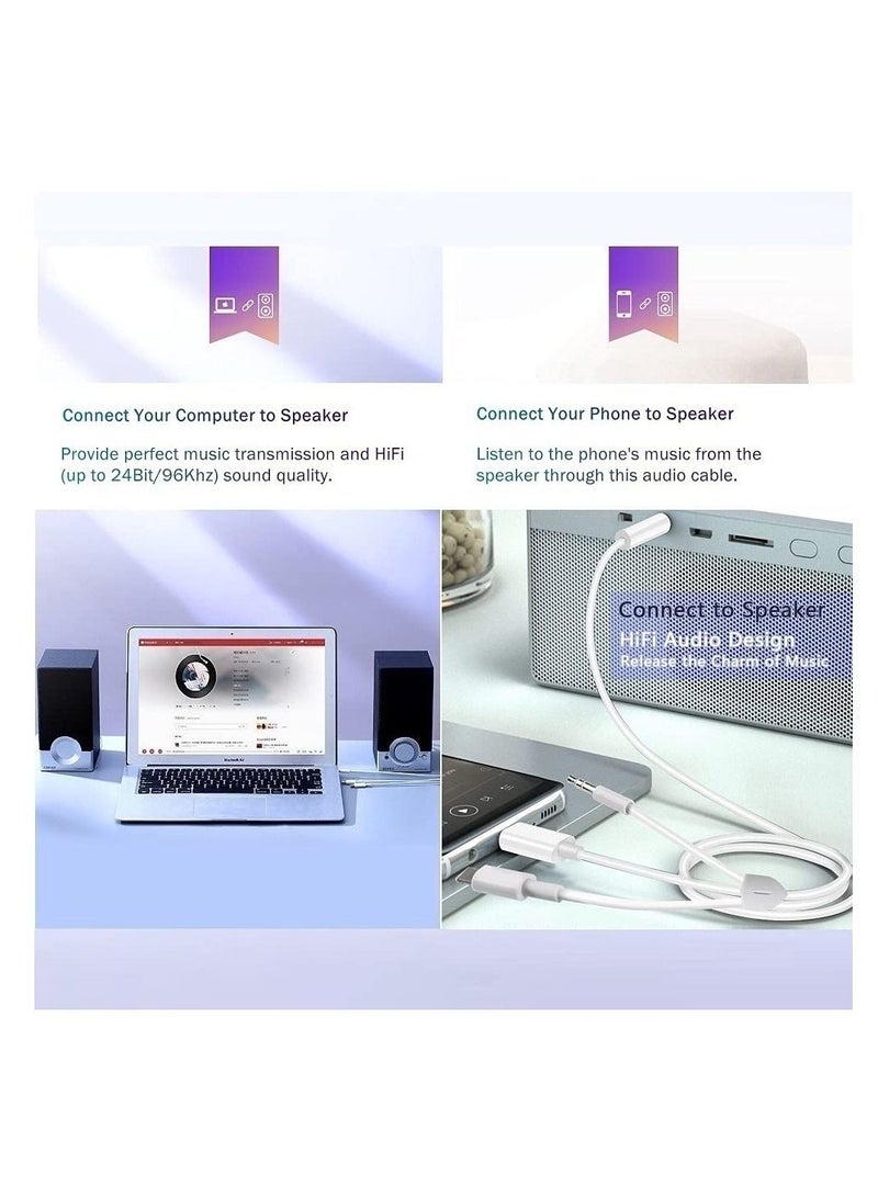 Loquat 3in1 Car AUX Cable, 3.5mm HiFi Headset Audio Cord Car Stereo Aux Cable Compatible with All Kinds of Phone, Pad, Tablet, for PC, Laptop, MP3 to Work with Car Stereo, Headset, Speaker, Length 3.93Ft - Image 2