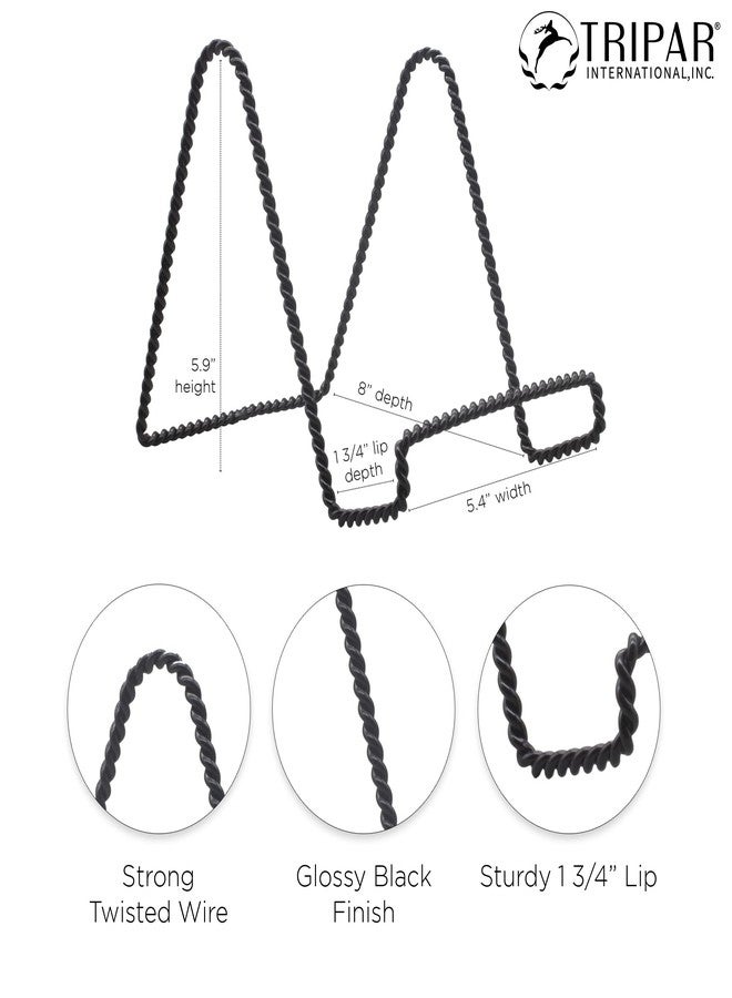 Tripar Decorative Twisted Wire Stand, Black Display (6 Inch Depth) Tabletop Easel Sleek & Modern Look - Perfect for Books, Plates, Photos & More - Image 3