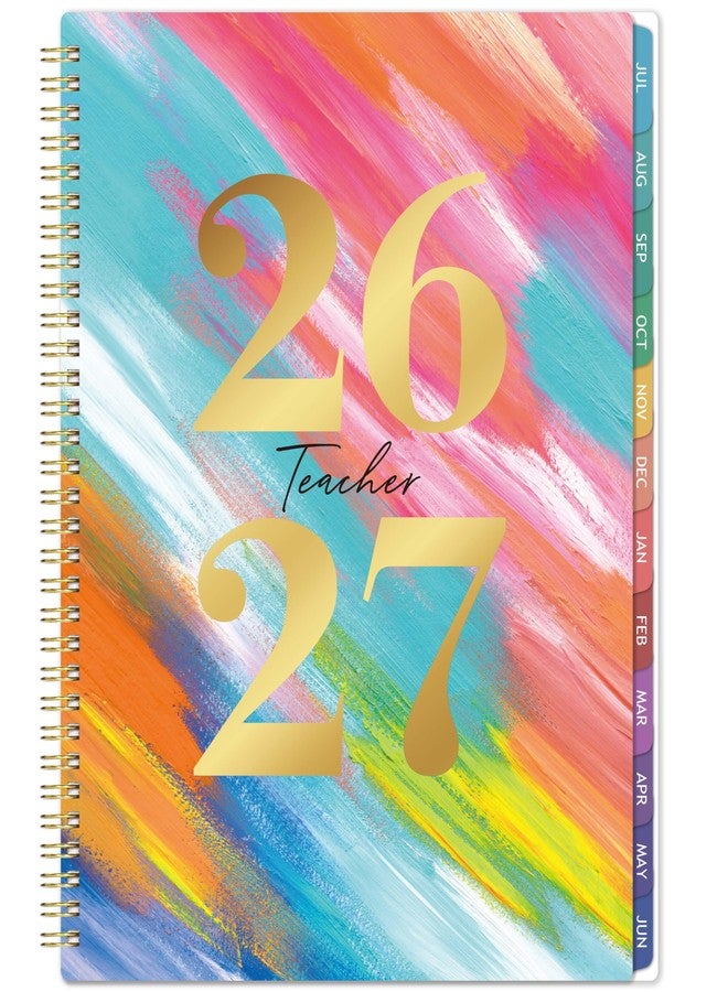 Journaltastic Teacher Planner 2026-2027 - 2026-2027 Weekly & Monthly Lesson Plan Book with Colorful Tabs, July 2026 - June 2027, 9" x 11", Academic Planner 2026-2027 with Twin-Wire Binding for Teachers - Watercolor - Image 1