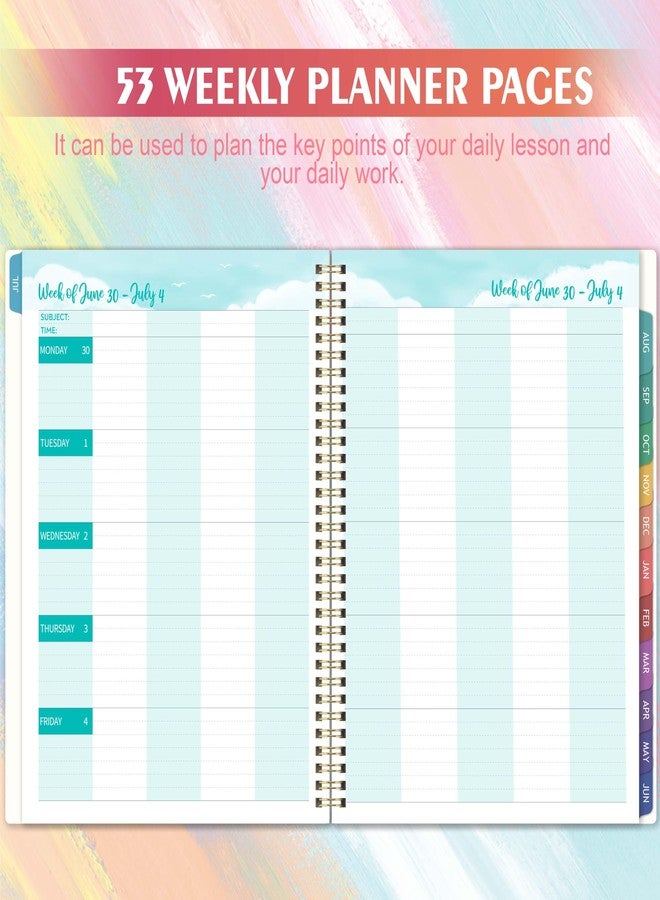Journaltastic Teacher Planner 2026-2027 - 2026-2027 Weekly & Monthly Lesson Plan Book with Colorful Tabs, July 2026 - June 2027, 9" x 11", Academic Planner 2026-2027 with Twin-Wire Binding for Teachers - Watercolor - Image 4