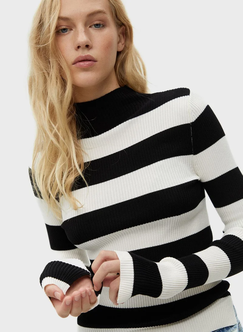 PULL&BEAR Basic mock neck sweater with slits