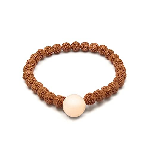 Chitshakti Lab Certified Original Panchmukhi Rudraksha Bracelet with Moonstone | AAA Grade Hand-sorted Rudraksha Stretchable Bracelet |Unisex both for Men and Women - Image 1
