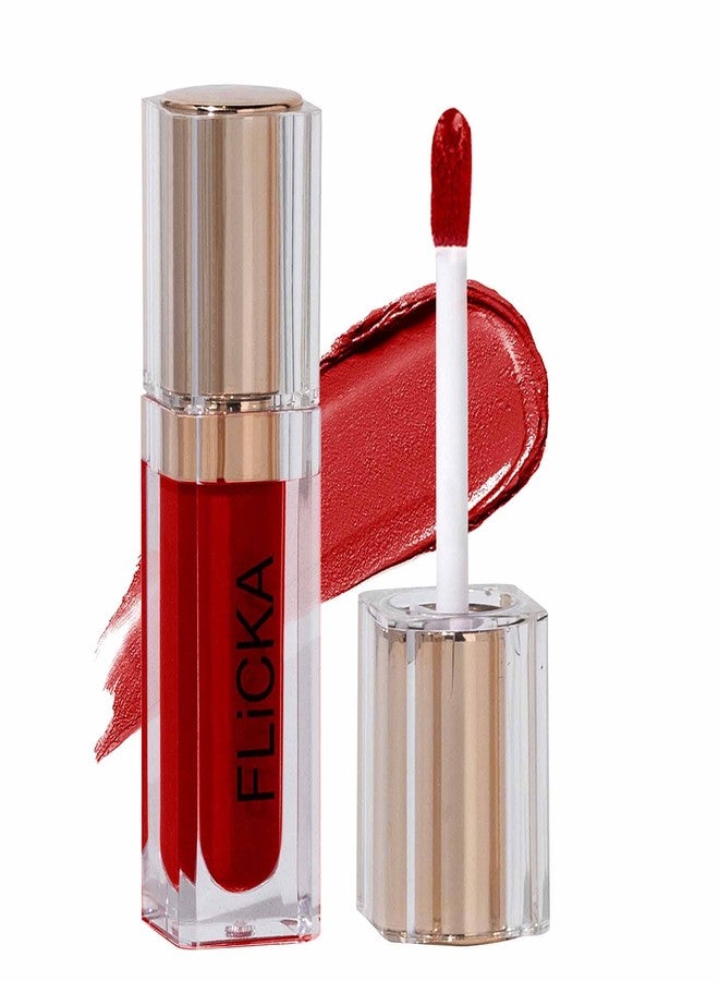 FLiCKA R U Ready Matte Finish liquid Lipstick For Women| Transfer Proof, Smudge Proof, Non-Sticky, Creamy Lightweight Lipstick For Women, 01 Red Hot, 5ml - Image 1