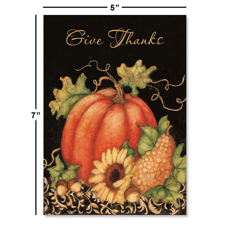 Current Pumpkin Harvest Scripture Thanksgiving Greeting Cards Set - Susan Winget Religious Holiday Card Variety Value Pack, Set of 8 Large 5 x 7-Inch Cards, Envelopes Included - Image 3