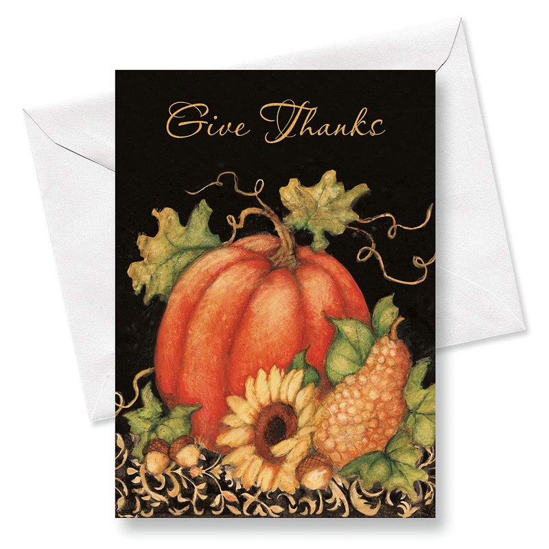 Current Pumpkin Harvest Scripture Thanksgiving Greeting Cards Set - Susan Winget Religious Holiday Card Variety Value Pack, Set of 8 Large 5 x 7-Inch Cards, Envelopes Included - Image 2