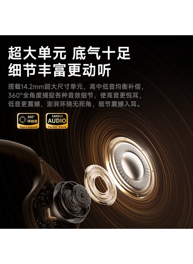 Sansui W30 , Bluetooth Headphones, Bone Conduction Concept, Open-style True Wireless, Non-in Ear-hook Design, Noise-cancelling, Suitable For Sports, Compatible With Xiaomi, Huawei, Apple, Starry Black