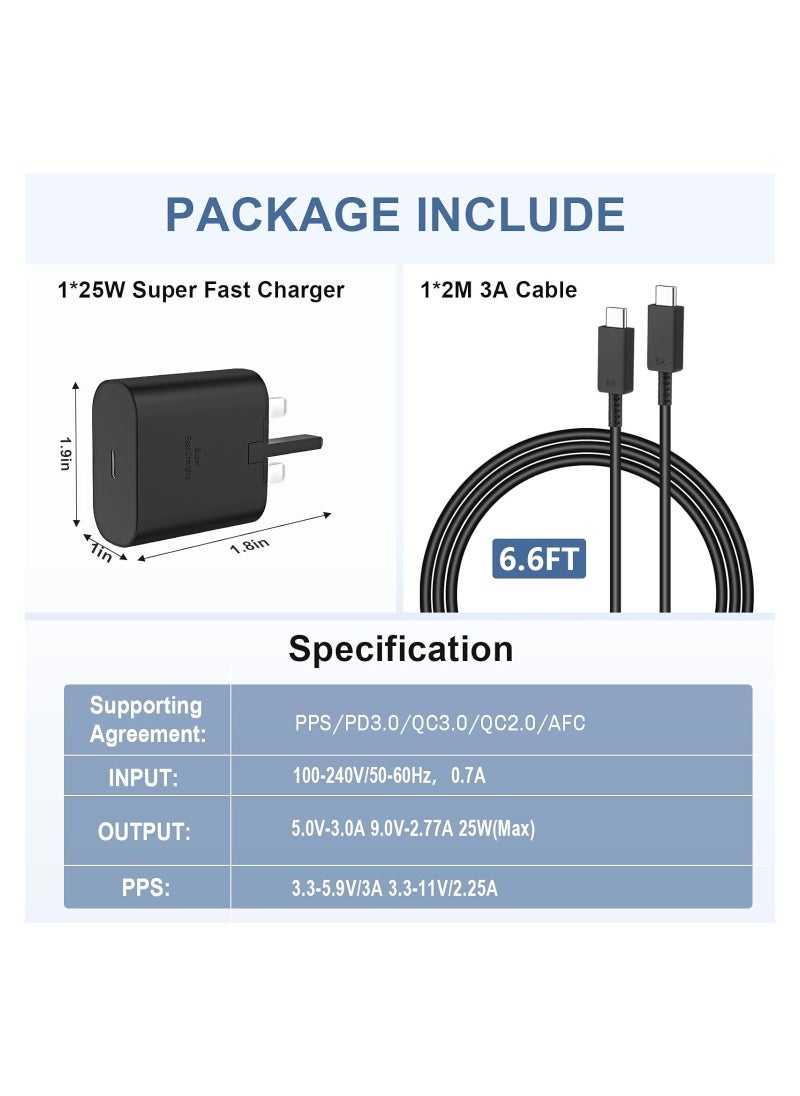 25W Super Fast Charger for Samsung, Gcstnn PPS PD3.0 USB-C Charger for Samsung Galaxy S23 Ultra S23+ S23 S22 Ultra S21+ A53 5G A54 Z Fold/Flip 4 Tab S8 Ultra, Power Adapter Plug with 1M Type C Cable.