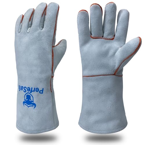PerfeSafe Welding Gloves 14 Inches, Heat Resistant 932℉ Leather Welding Gloves for MIG, TIG, Stick, Long Sleeve Grill Gloves for Welding, Fireplace, BBQ, Oven, Furnace, Wood Stove, Animal Handling - Image 1