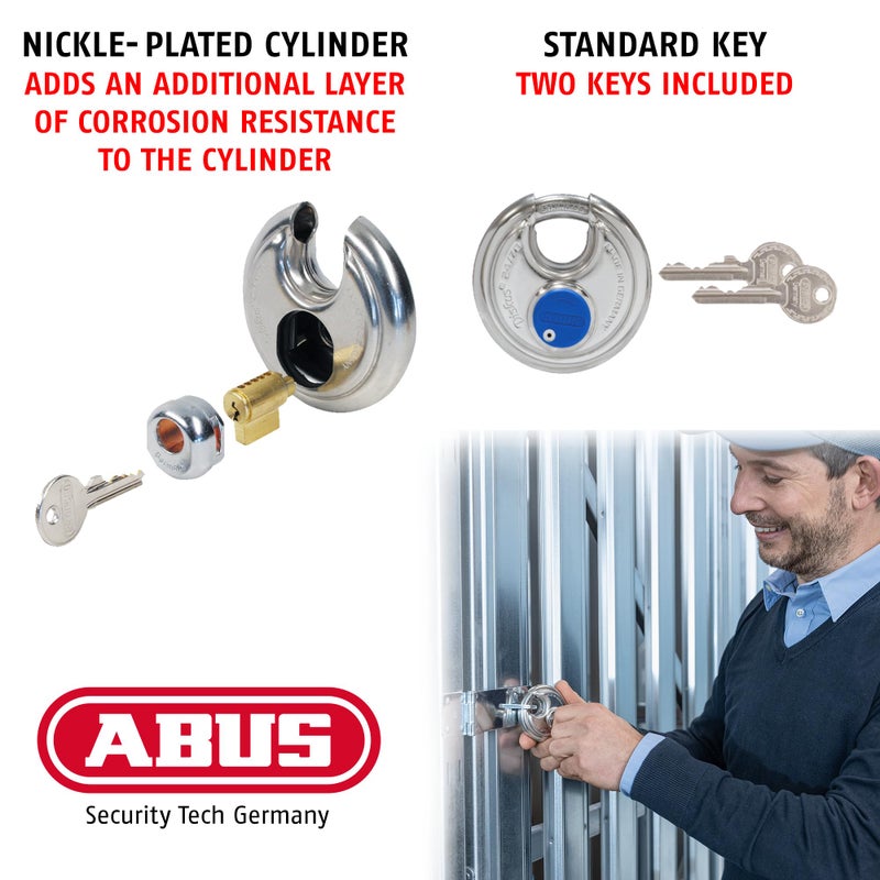 أباس قفل من الفولاذ المقاوم للصدأ من Abus 24/70 بمفتاح على حد سواء - Image 3