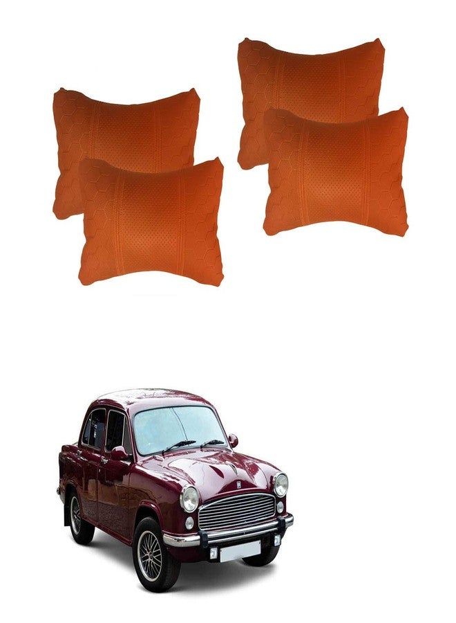 Adroitz Orange Leathertte Material Neck Rest Cushion in Football Design for Car (Pair of 2)_352 - Image 1