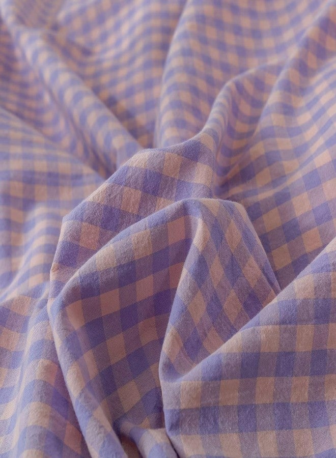 BuLuTu Purple Check Duvet Cover Set Full Cotton Soft Breathable Bedding Duvet Cover for Kids Boys Buffalo Plaid Purple Comforter Cover Set 【 3Pcs -1 Full Duvet Cover Set + 2 Pillowcases】 - Image 5