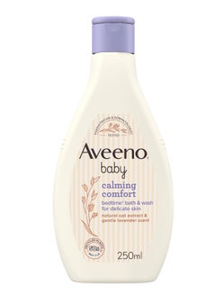 Aveeno Baby Calming and Comfort Bedtime Bath and Wash for Delicate Skin Natural Oat Extract and Gentle Lavender Scent 250 ml  - Image 1