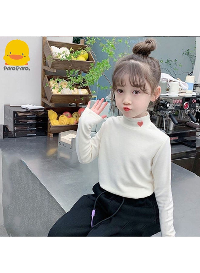 Girls' Double-sided Velvet Base Shirt Autumn And Winter Mid-big Children's New Baby Half-high Collar Warm Inner Long-sleeved T-shirt