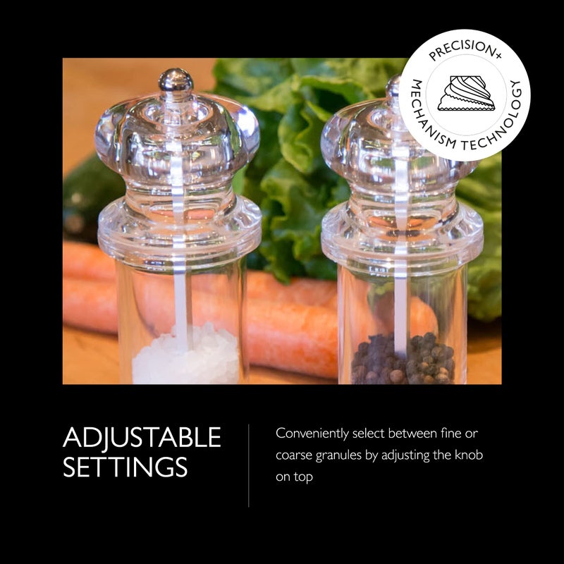 COLE & MASON 505 Salt and Pepper Grinder Set - Clear Acrylic Mills Includes Precision Mechanisms and Premium Sea Salt and Peppercorns - Image 3