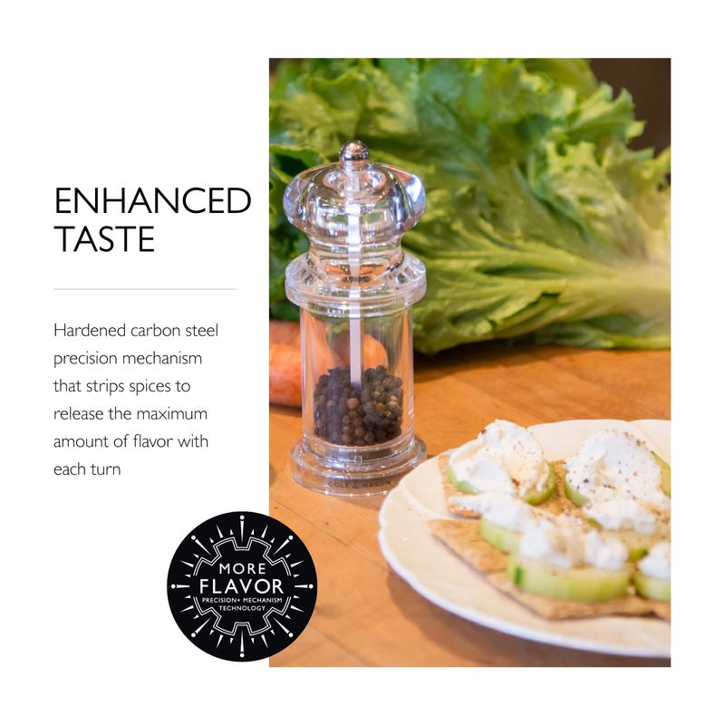 COLE & MASON 505 Salt and Pepper Grinder Set - Clear Acrylic Mills Includes Precision Mechanisms and Premium Sea Salt and Peppercorns - Image 4