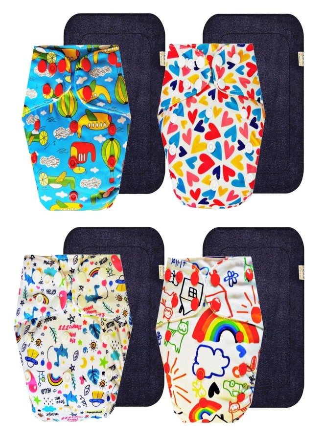 Dumbledo Premium Cloth Diaper with Gray Insert (Pack of 4) | Hypoallergenic | Breathable | Easy to Clean | Worry-Free Diapering | 3 Months - 3 Years | Unisex Baby - Image 1