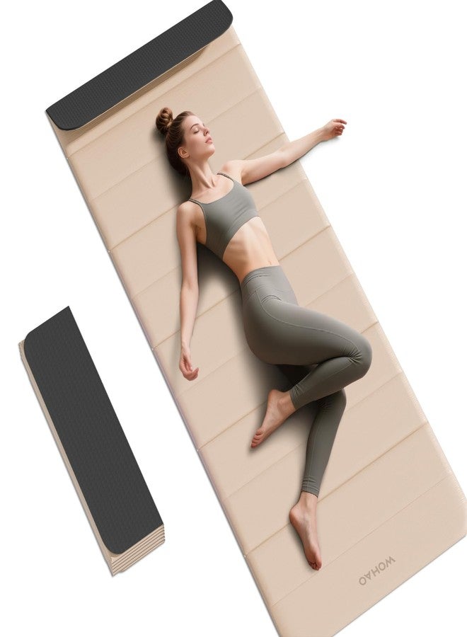 بساط يوغا قابل للطي 12F، 192 × 67 × 1 (لون قهوة بالحليب + أسود) - Image 1