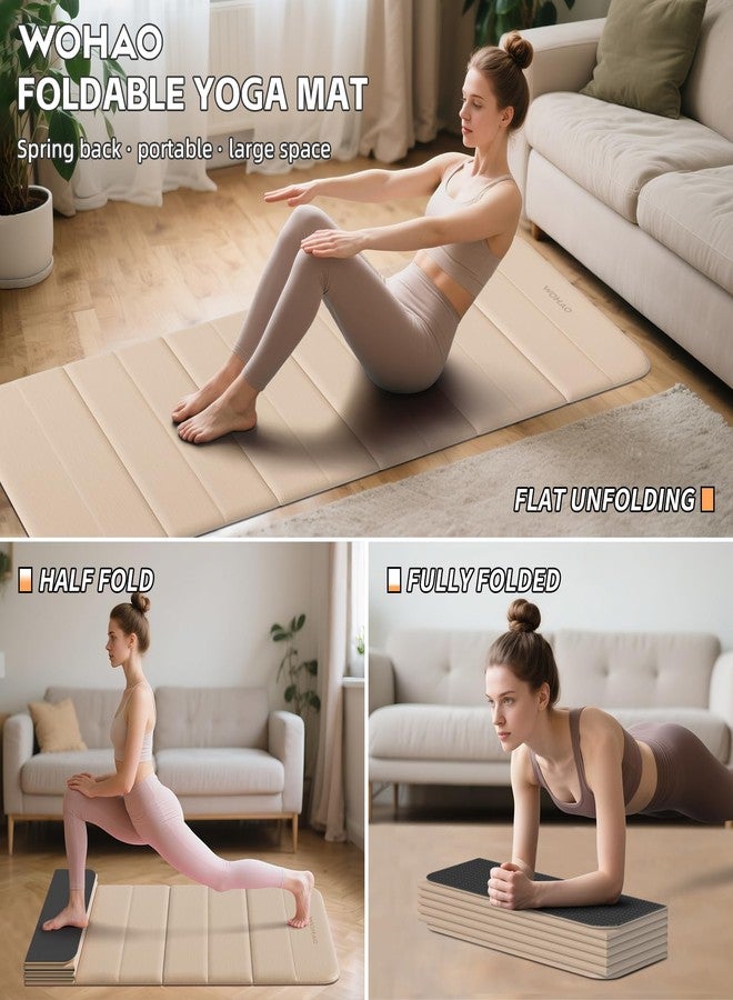 بساط يوغا قابل للطي 12F، 192 × 67 × 1 (لون قهوة بالحليب + أسود) - Image 2