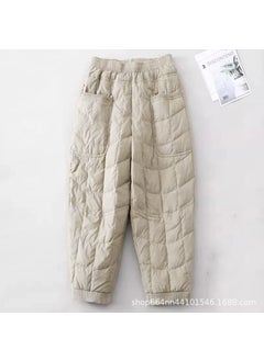 Generic 2024 Autumn/winter New Style Thickened Warm Down Pants Trendy Fashionable Loose Fit Elastic Waist Down Cotton Thermal Pants Khaki [1620#】  - Image 1