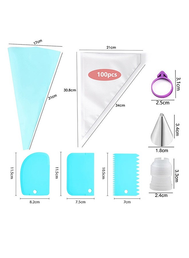 MXN 126 Pcs Cake Decorating Kit, 126Pcs Piping Bags and Tips Set, 11.8 Inch 100 Anti Burst Piping Bags, with 18 Piping Tips, 1 Reusable Pastry Bags, 3 Cake Scrapers, 2 Couplers, and 2 Icing Bags Ties - Image 2