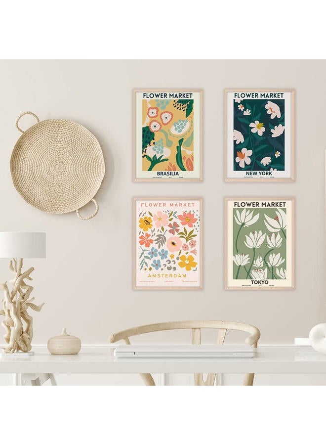 Canssape Flower Market Poster Prints Set of 4 Abstract Wall Art Prints 8"x10" Flower Wall Art Poster for Wall Decor Aesthetic Posters for Livingroom (Without Frame) - Image 2