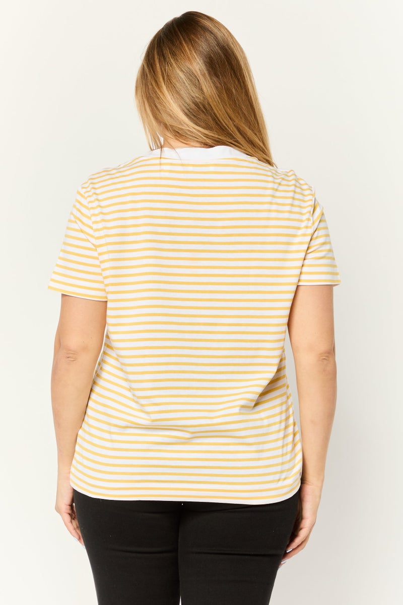 ESPRIT Women Crew Neck Short Sleeves Textured Top, Multi Color - Image 2