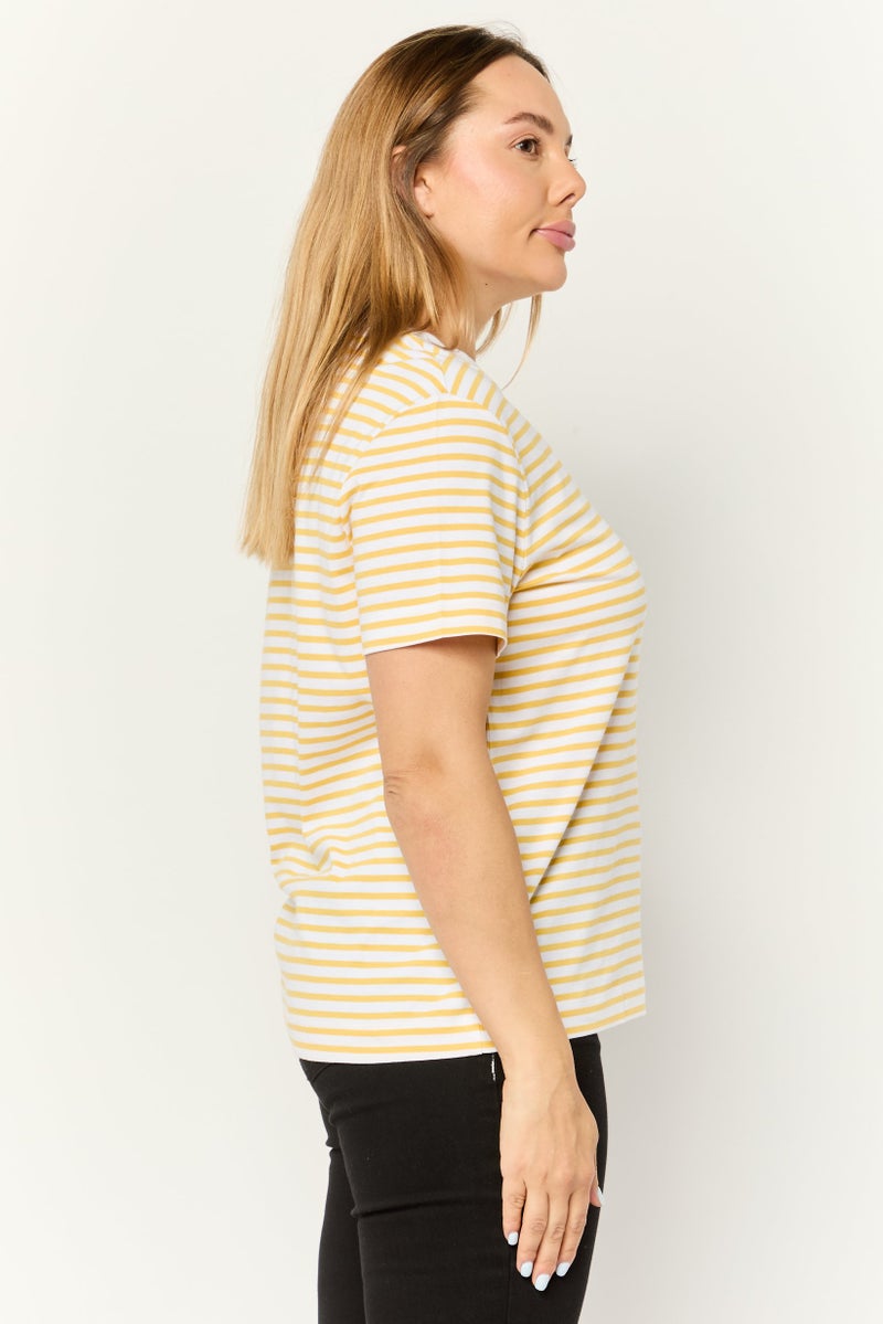 ESPRIT Women Crew Neck Short Sleeves Textured Top, Multi Color - Image 3