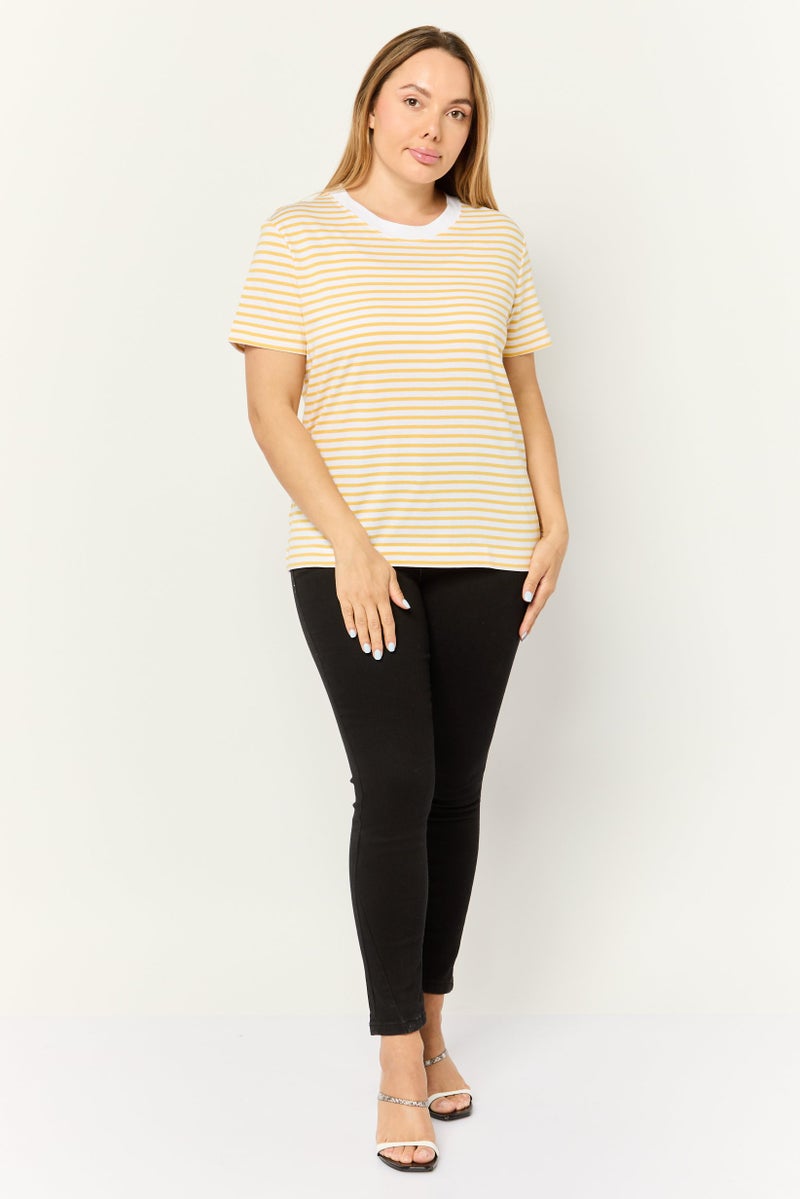 ESPRIT Women Crew Neck Short Sleeves Textured Top, Multi Color - Image 4