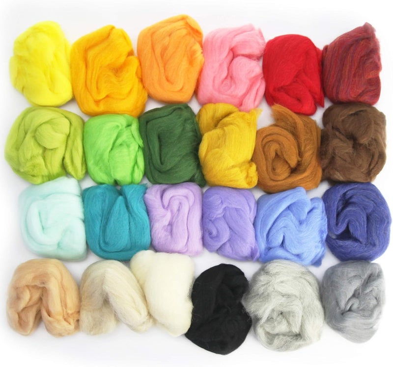 Woolbuddy Felting Wool Kit - 24 Vibrant Merino Wool Colors for Needle Felting, Wet Felting, and Crafts - Image 2