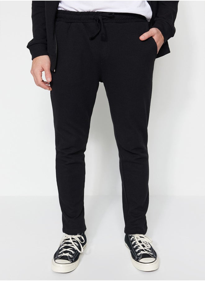 trendyol - Black Tracksuit Set Regular/Normal Cut Hooded Zipper Waffle TMNSS22EM0009 - Image 1