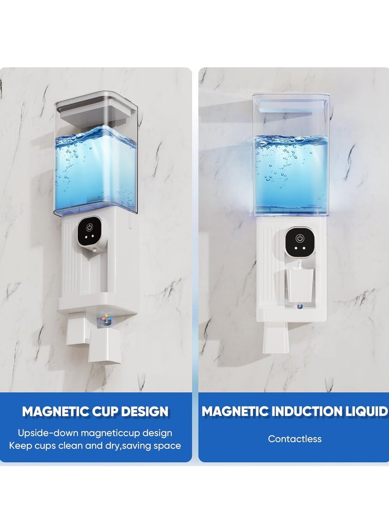 Automatic Mouthwash Dispenser for Bathroom,Bathroom Accessories 23.67 Fl Oz Dispensers with Magnetic Cups,Wall Mounted Dispenser,Suitable for All Age Groups(White) - Image 5