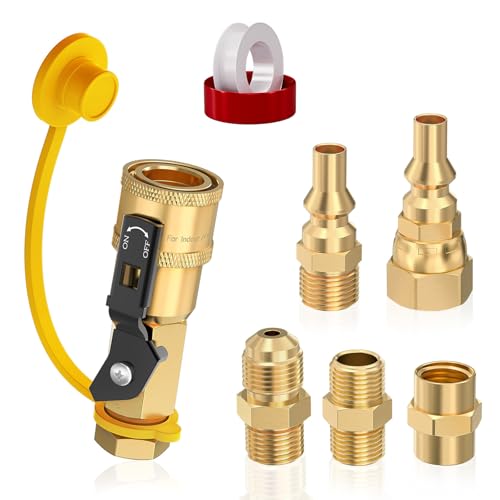 CALPOSE Propane Quick Connect Fittings, 7pcs Rv Quick Connect Propane Fittings for Low Pressure Gas Appliance Heater Grill Fire Pit and RV Quick Connect，100% Soild Brass - Image 1