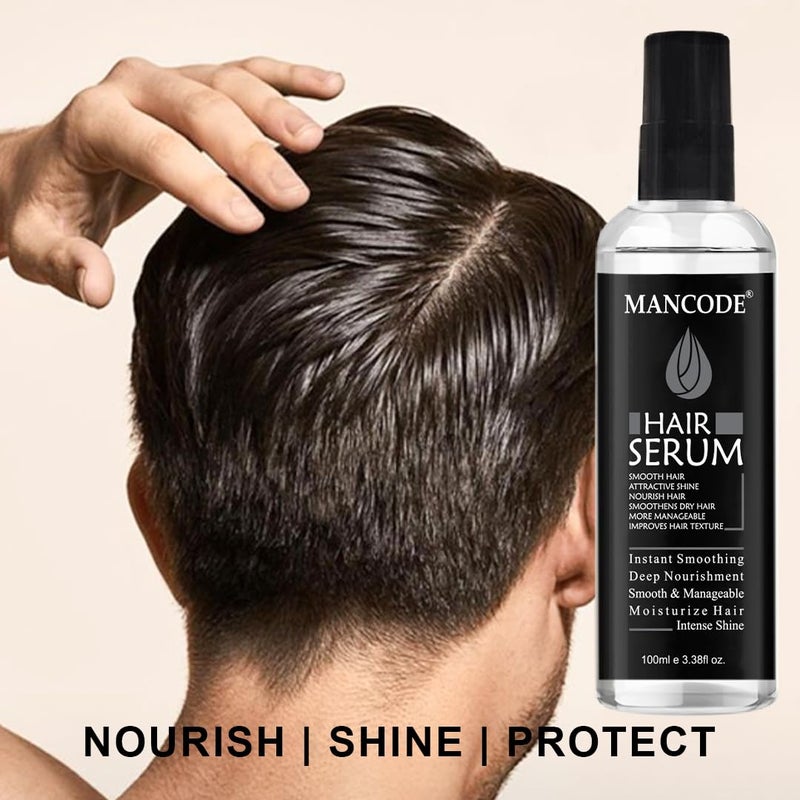 MAN CODE Mancode Hair Serum for Men Instant Shine Smoothness Regular Use For Dry Wet Hair Gives Frizz Free Soft Silky Hair 100ml Mens Hair Serum 100ml e 338fl oz - Image 2