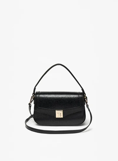 Flora Bella By Shoexpress Textured Satchel Bag with Adjustable Strap and Button Closure