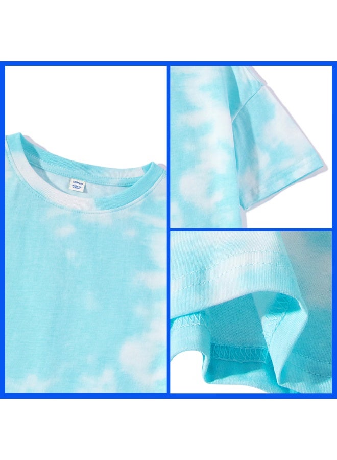 Noble bird Guess Kids Boys' Summer Outfit Set Children's Summer Thin Short Sleeve T-shirt Boys Tie-dye Clothes Girls' Two-piece Set - Image 2