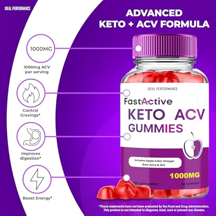 IDEAL PERFORMANCE Fast Active Keto + Gummies, Fast Active Keto ACV Keto Supplement Gummies - Maximum Strength, All Natural Support Formula FastActive Keto+ACV Advanced Formula, FastActive Keto Gummy Reviews (1 Pack) - Image 4