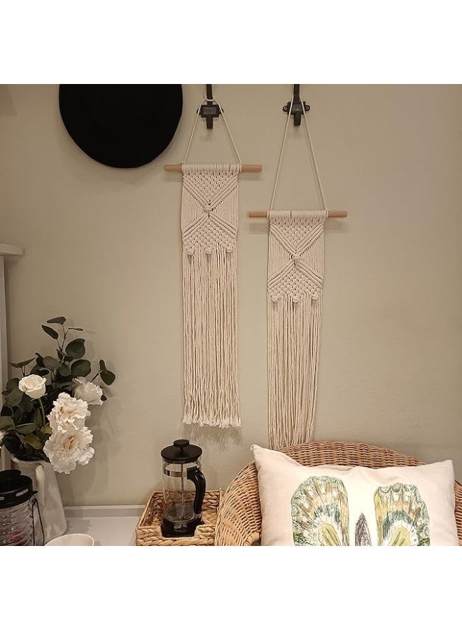 Antikiano 2 Pcs Macrame Wall Hanging Woven Tapestry Wall Art Decor – Bohe Home Décor For Living Room Bedroom, 28" L×10" W - Image 4