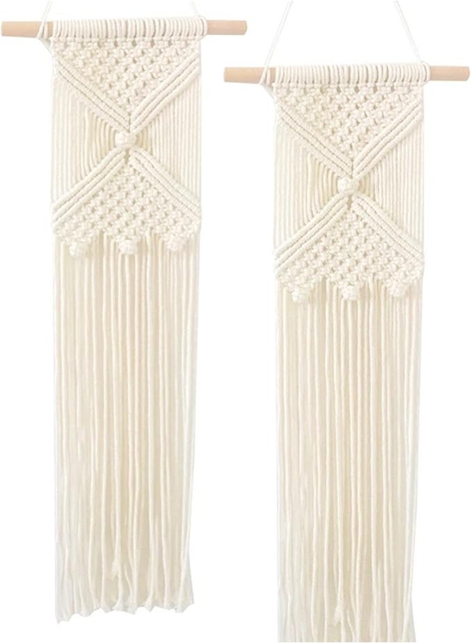 Antikiano 2 Pcs Macrame Wall Hanging Woven Tapestry Wall Art Decor – Bohe Home Décor For Living Room Bedroom, 28" L×10" W - Image 1
