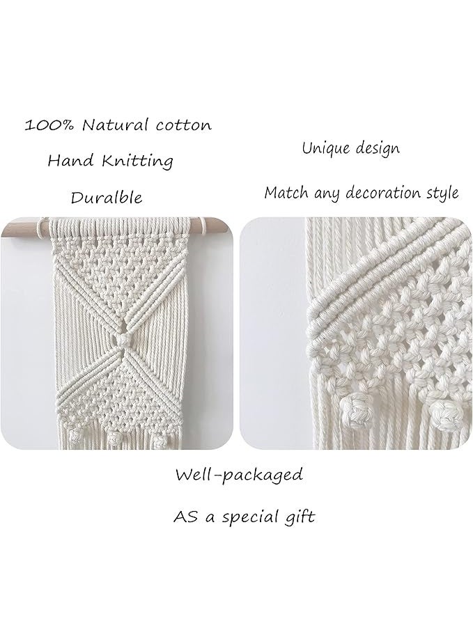 Antikiano 2 Pcs Macrame Wall Hanging Woven Tapestry Wall Art Decor – Bohe Home Décor For Living Room Bedroom, 28" L×10" W - Image 2