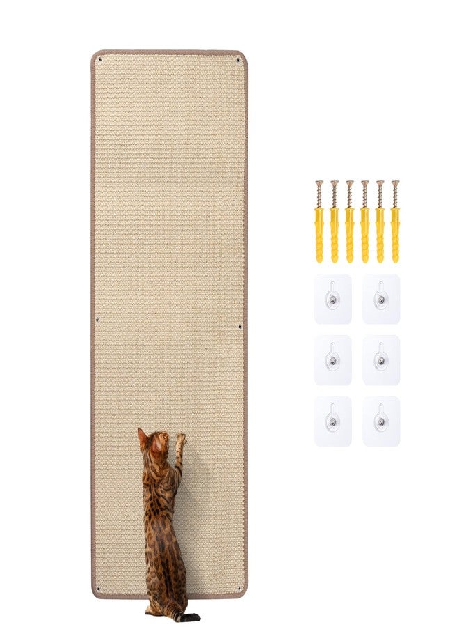 Uranshin Natural Sisal Cat Wall Climbing Carpet, Wall Scratcher Carpet Mat Pad, Cat Climbing Wall, Tall Scratching Post, Wall Floor Couch Sofa Protector, Scratching Pad for Indoor Cats （39.3" Lx15.7 W, 1PC） - Image 1
