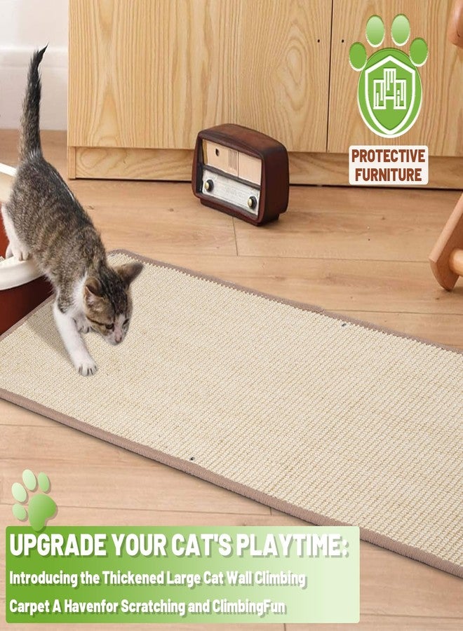 Uranshin Natural Sisal Cat Wall Climbing Carpet, Wall Scratcher Carpet Mat Pad, Cat Climbing Wall, Tall Scratching Post, Wall Floor Couch Sofa Protector, Scratching Pad for Indoor Cats （39.3" Lx15.7 W, 1PC） - Image 4