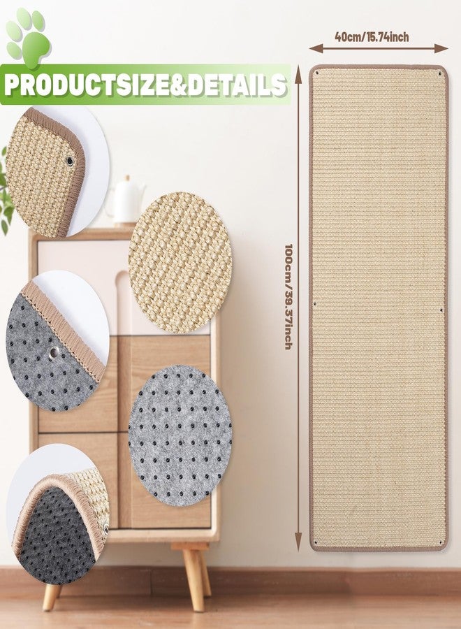 Uranshin Natural Sisal Cat Wall Climbing Carpet, Wall Scratcher Carpet Mat Pad, Cat Climbing Wall, Tall Scratching Post, Wall Floor Couch Sofa Protector, Scratching Pad for Indoor Cats （39.3" Lx15.7 W, 1PC） - Image 2
