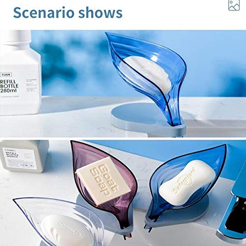 DeoDap Plastic Leaf Shape Self Draining Soap HolderCase Multicolor - Image 2