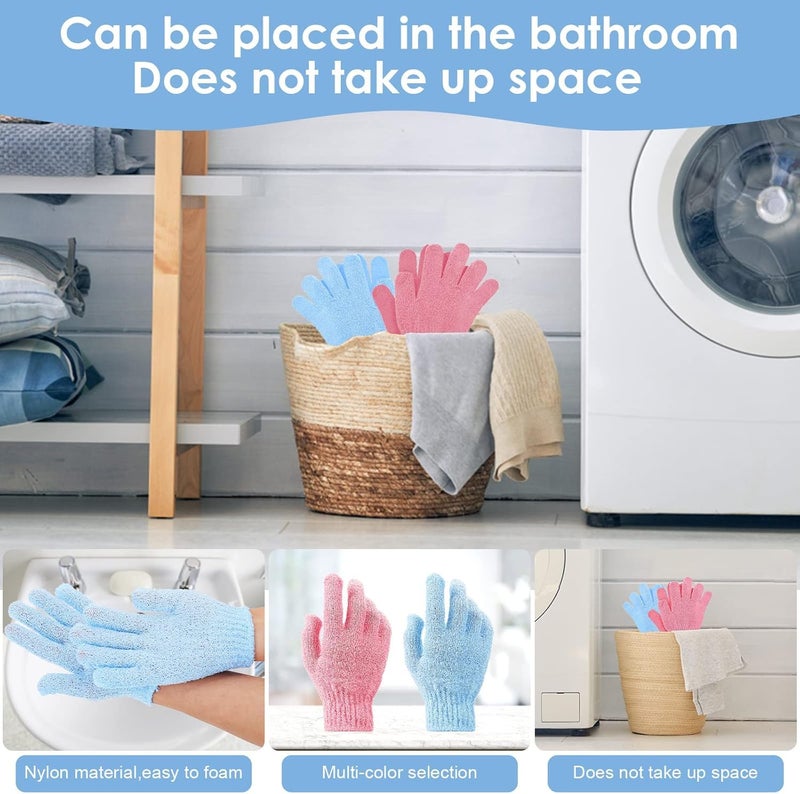 Calitate24 قفازات استحمام لوفا مقشرة 2 قطعة – قفازات فرك عميق لتنظيف الجسم للرجال والنساء – قفازات مقشرة قابلة لإعادة الاستخدام لإزالة الجلد الميت، بشرة ناعمة ومتألقة - Image 5