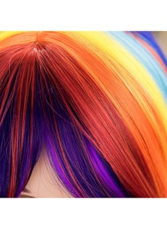 SWACC SWACC Rainbow Colors Straight Short Hair Bob Wig Synthetic Colorful Cosplay Daily Party Flapper Wig for Women with Wig Cap  - Image 4