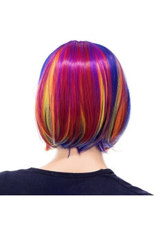 SWACC SWACC Rainbow Colors Straight Short Hair Bob Wig Synthetic Colorful Cosplay Daily Party Flapper Wig for Women with Wig Cap  - Image 3