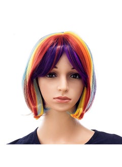 SWACC SWACC Rainbow Colors Straight Short Hair Bob Wig Synthetic Colorful Cosplay Daily Party Flapper Wig for Women with Wig Cap  - Image 1
