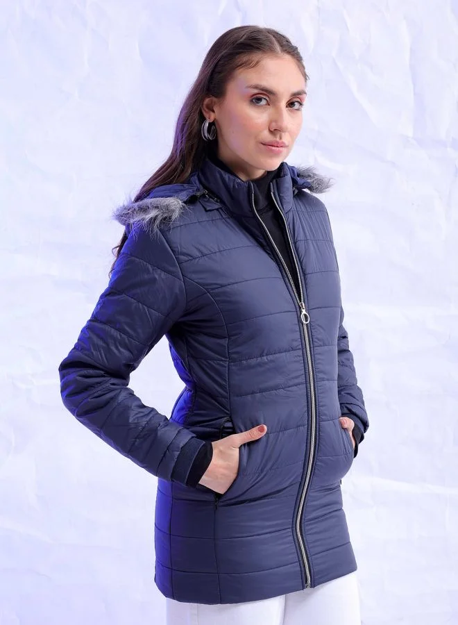 Freehand Women Slim Fit Solid Puffer Jacket